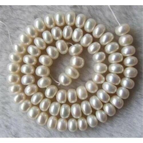 NEW AAA+ White Freshwater Pearl Roundel Loose Beads 7X8mm 14" 2015 YL