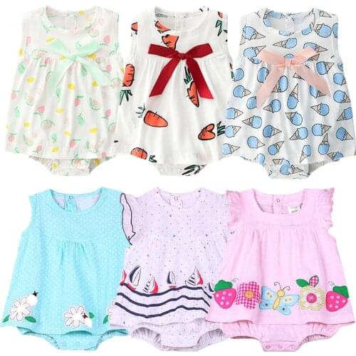 Girls Dresses Summer Baby Princess Dresses Girl Sleeveless Body Suit 2021 Children Pink Clothes 0-1y Baby Girl Flower Romper