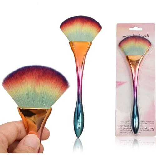 Cheapest 10pcs Soft Large Fan Shape Makeup Brush Foundation Blush Blusher Highlighter Powder Cosmetic Apply Dust Cleaning Tools