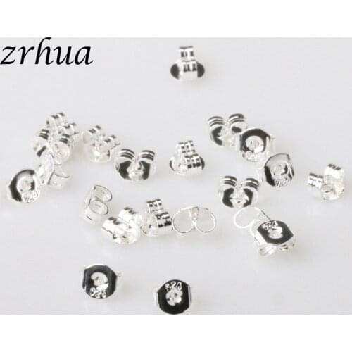 ZRHUA Wholesale 100PCS Lot Silver Color Butterfly BACK STOPPERS Earrings Jewelry Findings Stud Earrings Factory Price