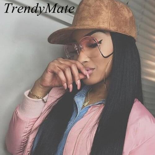 TrendyMate New Oversized Round Rimless Sunglasses Women Fashion Optics Big Metal Frame Sun Glasses Elegant Female Myopia 501T