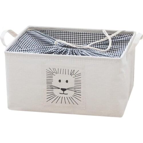 Clothing storage Modern cotton fabric laundry basket folding linen basket cotton and hemp twill dirty clothes basket