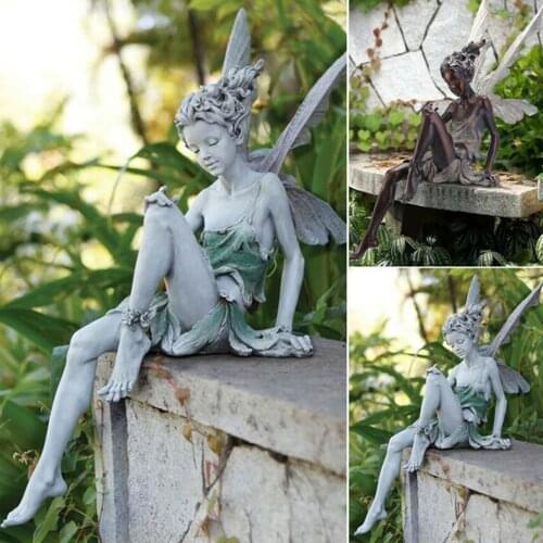 Resin Sitting Fairy Statue Fountain Decorative Garden Ornament Resin Statue Landscaping Yard Decoration Home Decoration Outdoor