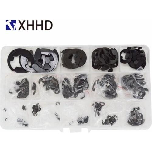 Circlip Washer Assortment Kits E type Clamping Spring Black Cabon Steel M1.5 M2 M2.5 M3 M3.5 M4 M5 M6 M7 M8 M9 M10 M12 M15