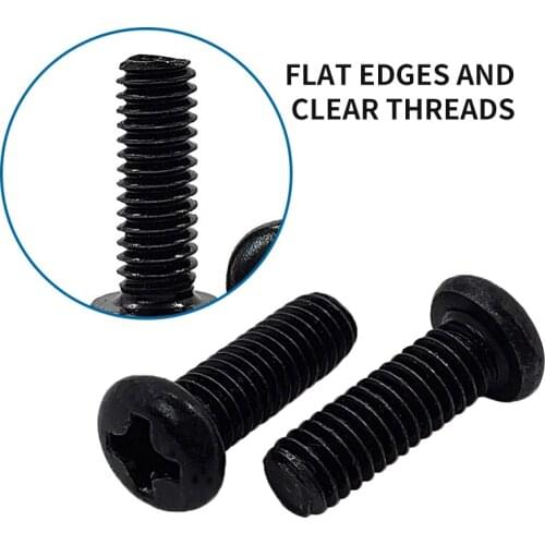 Luchang 500pcs Laptop Screw Computer Repair Screw Steel Screws Cross Socket Round Head Cap Black Screw Furniture Fastener Bolt
