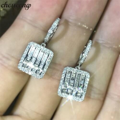 Choucong Handmade Drop earring T shape AAAAA zircon 925 Sterling silver Engagement Wedding Dangle Earrings for women jewelry