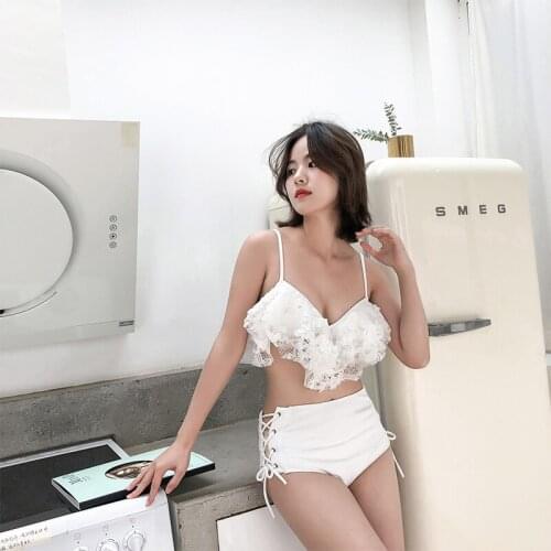 Swimsuit Woman Bikini Girls New Two Piece Swimsuits Pieces 2020 Female Sexy Korean Lace Bandage Tankini Swimsuits Women