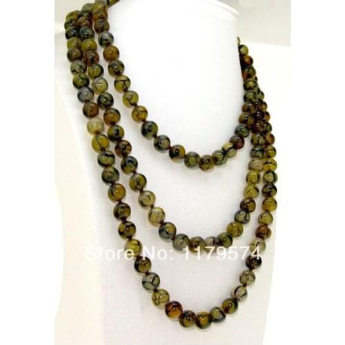 Women Gift word Love goods wholesale Beautiful 50" gem Necklace 8mm Round real Natural Gems stone