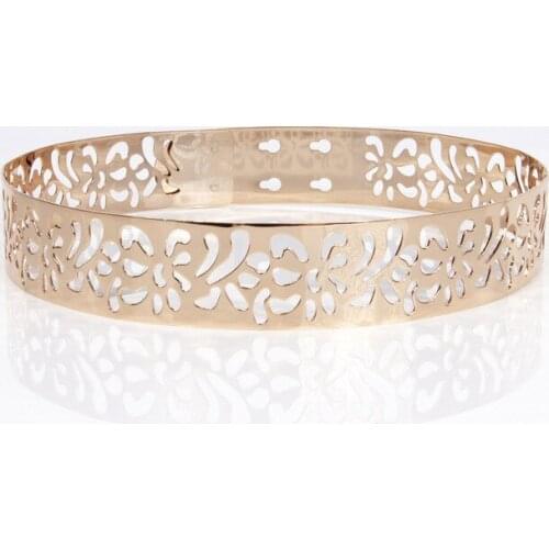 Women Punk Full Metal Mirror skinny Waist Belt 2019 Metallic Gold Plate 3cm Wide Chains Lady ceinture sashes for dresses SD24