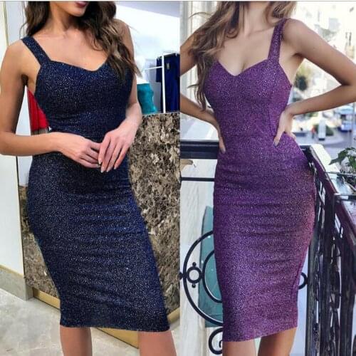 Women Dress 2020 Summer Womens Elegant womens sexy slim slimming sleeveless dress sparkling dress