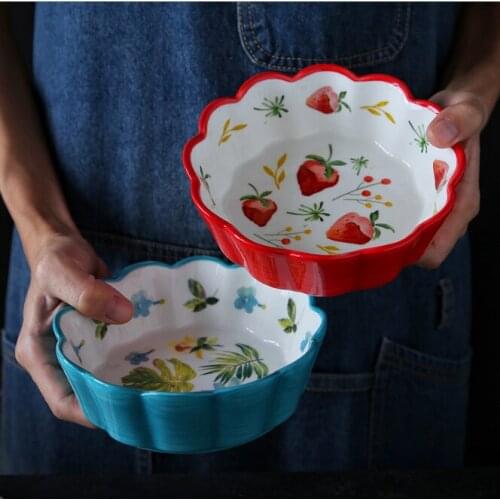 1 pcs Crockery ceramic salad bowl household painting baking bowl dessert bowl