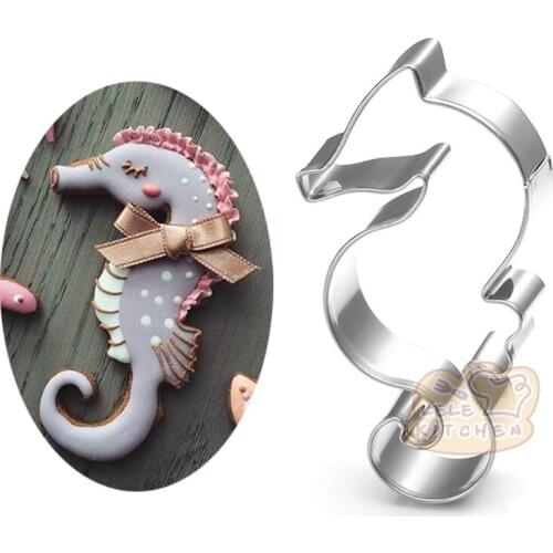 1pcs patisserie reposteria Fondant Cake Decor Tools Biscuit Mould Seahorse Metal Cookie Cutter Cupcake Toppers Paste Pastry Shop