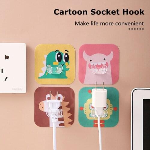 1PC Cartoon Socket Hook Wire Socket Rack Power Plug Storage Wall Hook Cable Winder Office Home Multipurpose Hooks Storage Tools