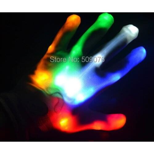 100pcs/50pairs black LED Flash Gloves Colorful Flash Finger Light Glove Christmas Halloween Party Decoration Novelty Toys