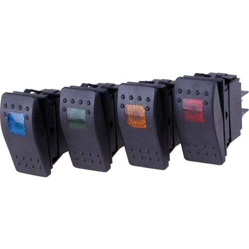 12V/35A Car Boat Marine Rocker Switch Button LED Light Lamp 4pin Switch Waterproof Bar Rocker Toggle Switch