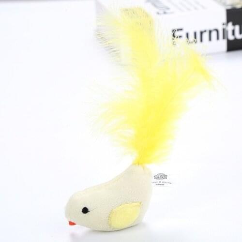 2021 Creative Cute Candy Color Feather Bird Cat Catch Pet Training Interactive Toy Pet Supplies