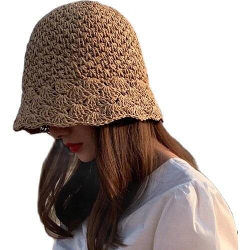 2021 straw hat womens summer sunscreen bucket fisherman hat women