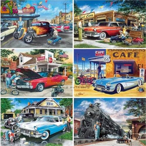 Full Square Round Drill 5D DIY Diamond Painting Car Scenery Embroidery Cross Stitch Needlework Childrens Room Decoration Gift