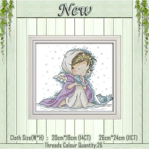 Angel with two birds animals decor painting counted printed on canvas DMC 14CT 11CT Cross Stitch Needlework Sets Embroidery kits