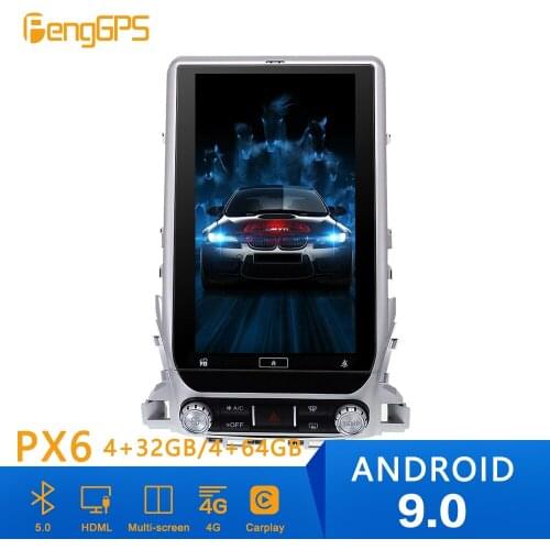 Android 9.0 PX6 4GB RAM Tesla Style Car GPS Navigation For TOYOTA LAND CRUISER LC200 2016+ Stereo Head Unit Multimedia Player