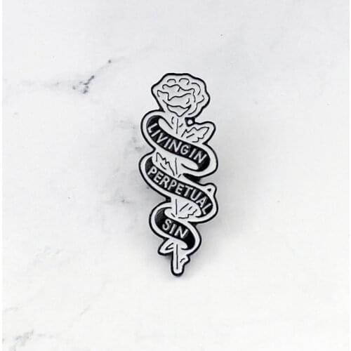 LIVINGIN PERPETUAL SIN Creative Dark Flower Rose Poppy Enamel Brooch BadgePin Fashion Woman Jewelry bag Accessories trinket