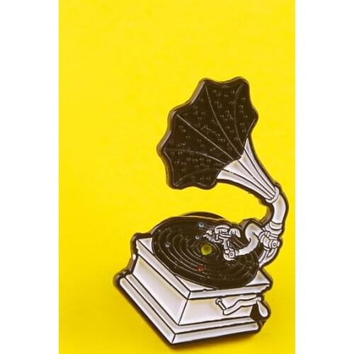 Musical Instrument Phonograph Brooch Accessories Enamel Pins On Backpack Stripes For Clothes Set Metal Badges On Clothes