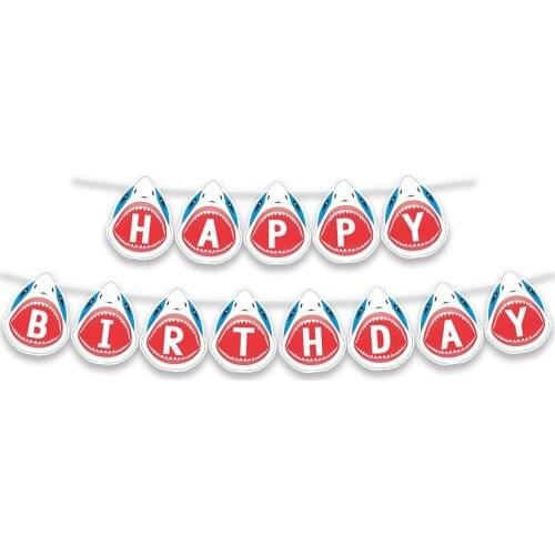 Paper Shark Banner Festival Party Background Wall Decoration Ocean Theme Pull Flag Garland