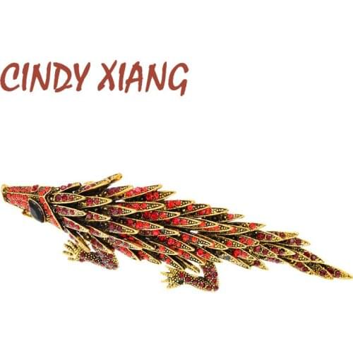 CINDY XIANG New Blue Red Rhinestone Enamel Pangolin Brooches for Women Vintage Vivid Animal Pins Coat Accessories Kids Gifts