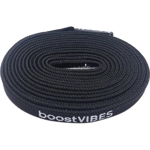 Coolstring Flat White Black Printed BoostVIBES Shoelaces Two Sided Printing Letter Bootlaces For Sports Basketball Canvas Shoes