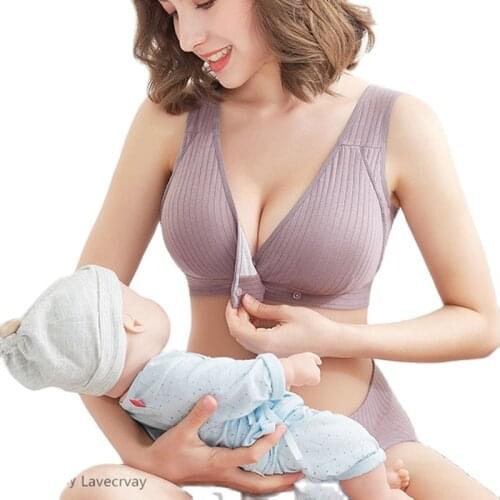 Breathable Nursing Bra Cotton Breastfeeding Bras for Women Maternity Bra Plus Big Size Easy Feeding Bra Wire Free Clothes