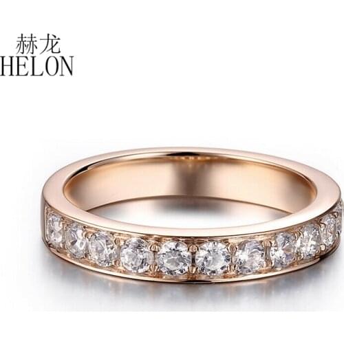 HELON VVS/DEF 0.7ct Moissanite Ring Solid 14K Rose Gold AU585 Lab Grown Diamond Moissanite Women Engagement Vintage Jewelry Ring