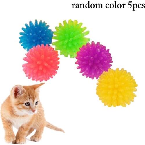 5PCS Random Color Cat Chew Ball Toy Small Rubber Ball Toy Creative Spiky Mini Dog Chewing Ball Kitten Ball Toy Pet Product