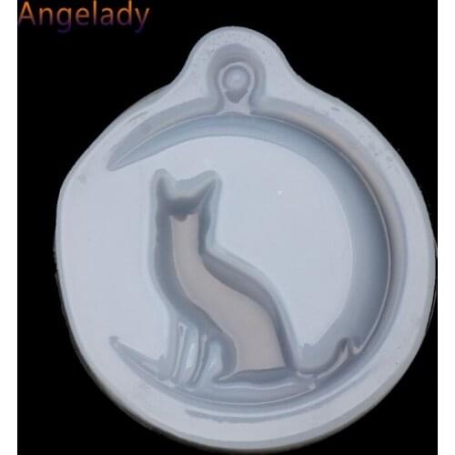 Cat Sit On Moon Charm Pendant Silicone Mold Jewelry Making Resin Casting Mold JUL3