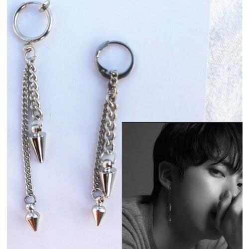 KPOP DNA Korean Simple Pendientes Mujer Moda Fashion Jewelry Bangtan Boys Album V Stud Earrings Boucle d'oreille Femme Kpop