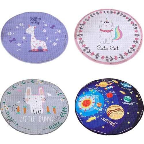 Round Warm Floor Play Mat NonSkid Crawling Carpet Blanket Kids Toys Storage Bag Antislip Cotton Game Rug Room Decor Photo Props