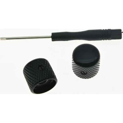 KAISH 2pcs Set Screw Black Metal Guitar Dome Knobs for Tele Telecaster or Bass Knob