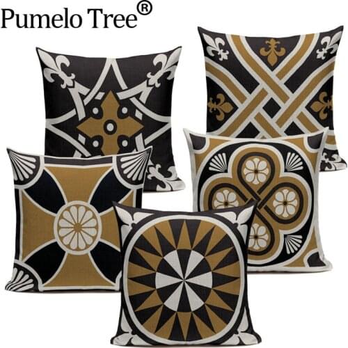 Nordic Style Geometry Pattern Printed Throw Pillow case Linen Cotton Cushion Cover Creative decoration for Sofa Car covers