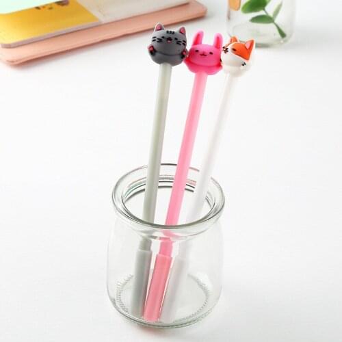 24 PCs Neutral Pens Cartoon Stationery Small Cute Cat Gel Pen Student Writing Gel Pens Learning Prizes Office Supplies Wholesale
