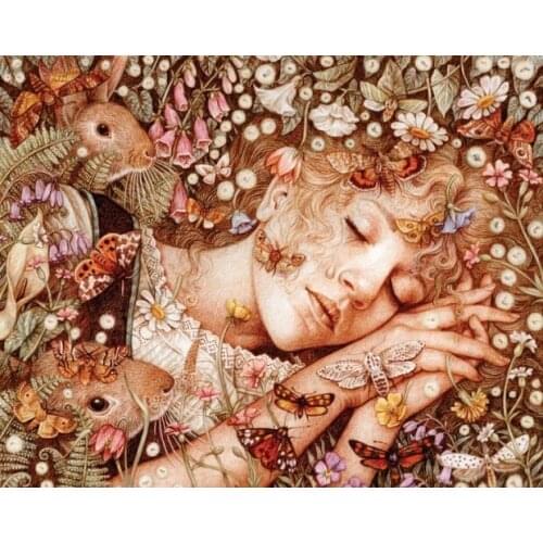 New Diamond mosaic diamond embroidery beads Charlotte Beauty Flower oil diamonds cross stitch painting handwork kits wall decor