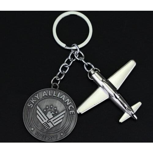 New Arrivals US Airlines Model keychain Boeing Model Key Chain Round Coin Letter Sky Alliance Air Plane Aircrafe keychain Gift