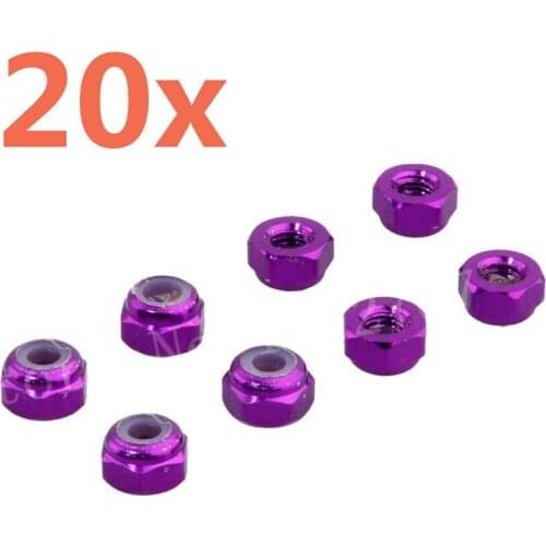 Wholesale 20Packs/Lot 8pcs/lot Alum Nylon Nut M3 Upgrade HSP 02102 Spare parts For 1/10 Scale Model RC Car 102048 122048