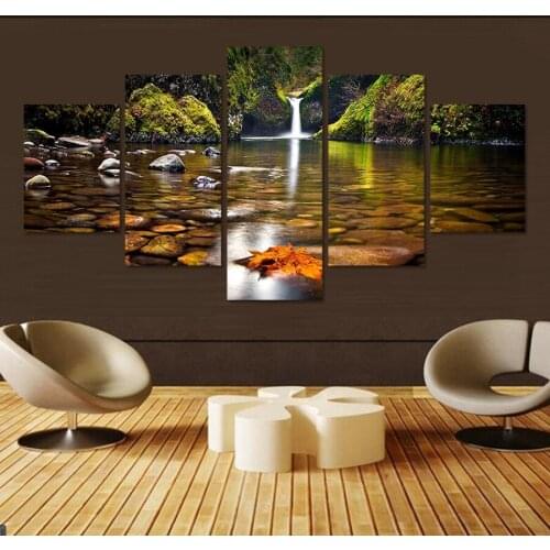 Landscape clear water pebble Canvas Painting Wall Art 5 Pieces HD Prints Home Decor Picture Panels Poster For Linving no framed
