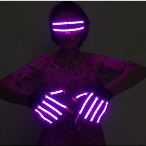 Party LED Luminous Glasses Fluorescent Gloves Performance Costumes Laser Light Up Glowing Glasses Night Club Bar Christmas
