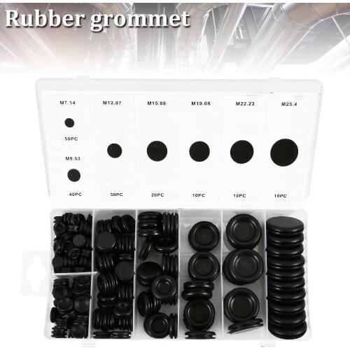 170pcs/sets Rubber Seal Ring Grommet Assortment Set Plug Electrical Gasket For Protects Wire Cable Hardware studs