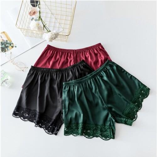 Sexy Women Lingerie Shorts Summer Elastic Waist Sleep Bottoms Soft Lace Sleep Shorts Safety Short Pants Breathable Safety Shorts