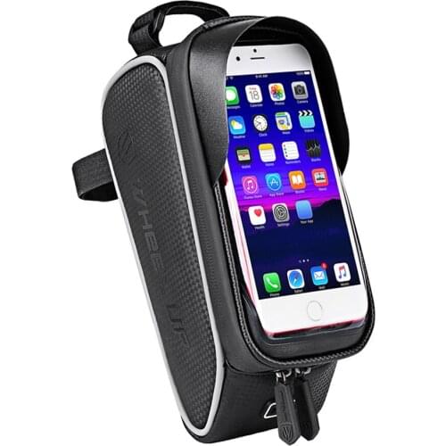 Waterproof Bike Pouch Bag with Tpu Touch Screen Large Capacity Bicycle Top Tube Bag with Sun Visor for 6.0 inch Phone Case