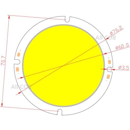 Allcob 76mm Round LED COB Light Source 20W 30-33V DC High Lumen High Power Module chip on board for downlight