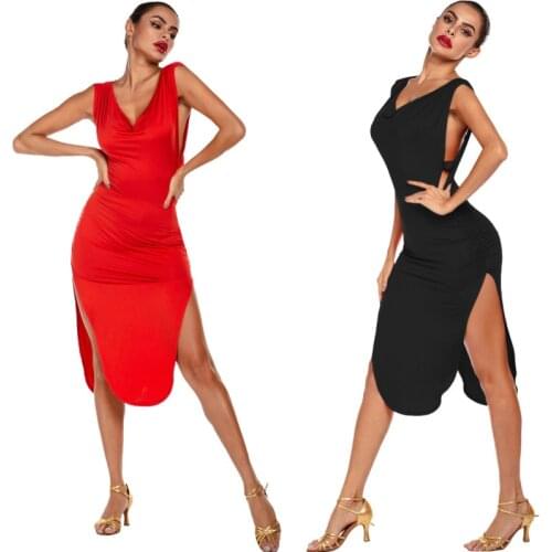 Adult Latin Dance Dress Ballroom Clothes Salsa Tango Latin Dance Performance Dress Stage Wear 2021 Training Modern Women Spandex