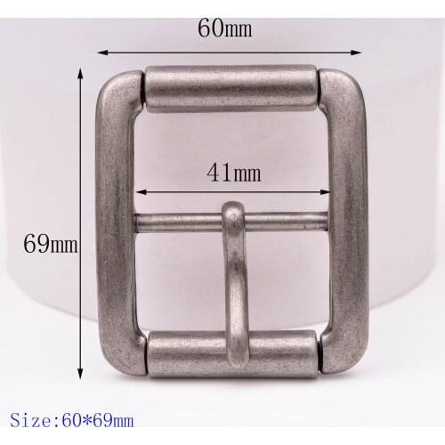 Heavy Strong Rectangular Antique Center Bar Pin Roller Belt Buckle Fit 41mm Belt 69X60MM