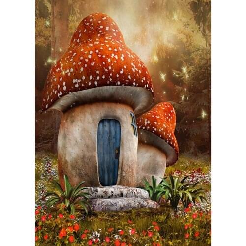 Mushroom Room Photography Background for Photo Shoot Props Child Kids Baby New Born Vinyl Cloth Printed Backdrop Photo Studio